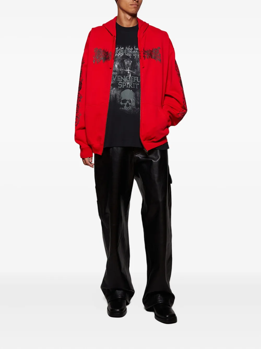 Vetements Red Cradle Of Filth Double Logo Oversized Hoodie In Red