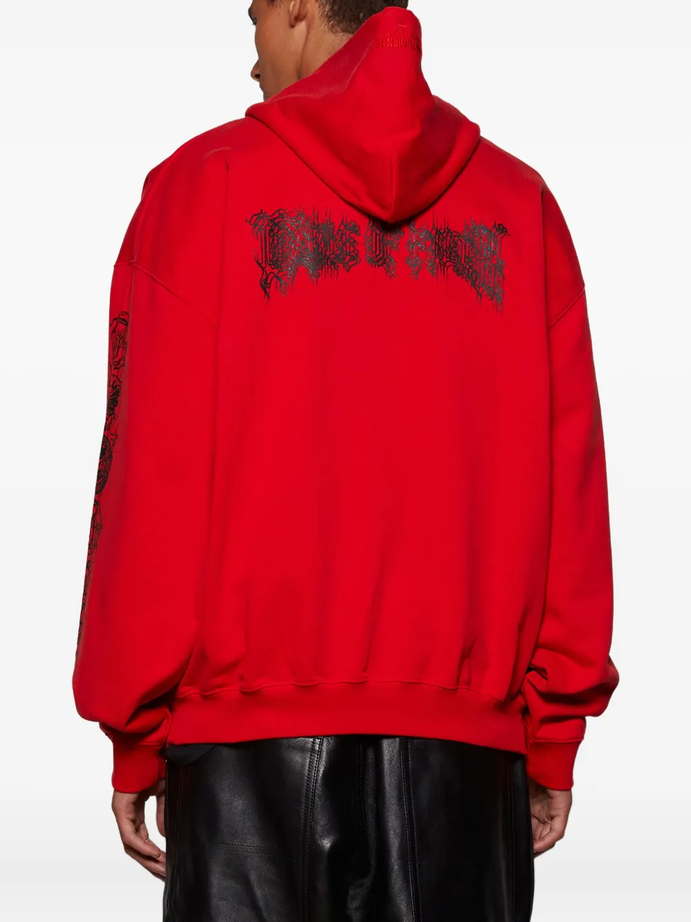 Vetements Red Cradle Of Filth Double Logo Oversized Hoodie In Red