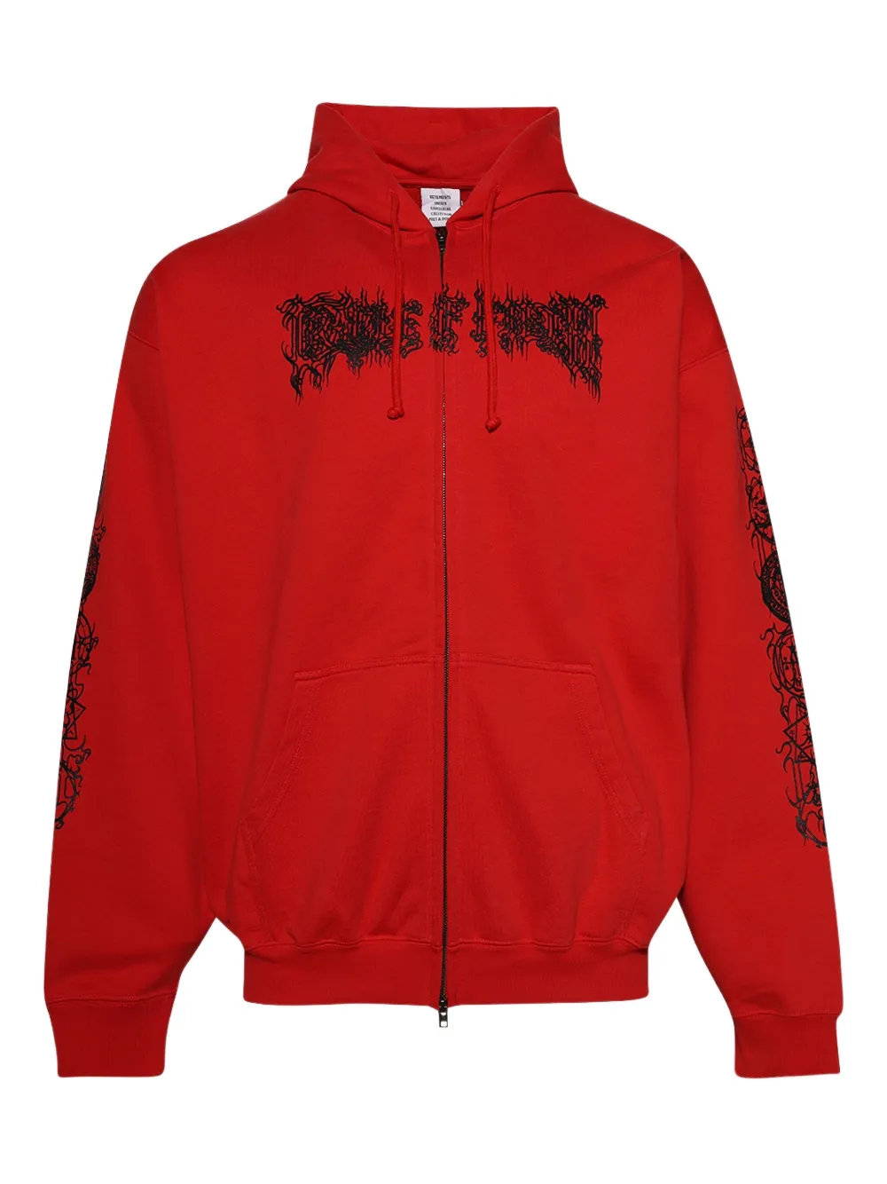 Vetements Red Cradle Of Filth Double Logo Oversized Hoodie In Red