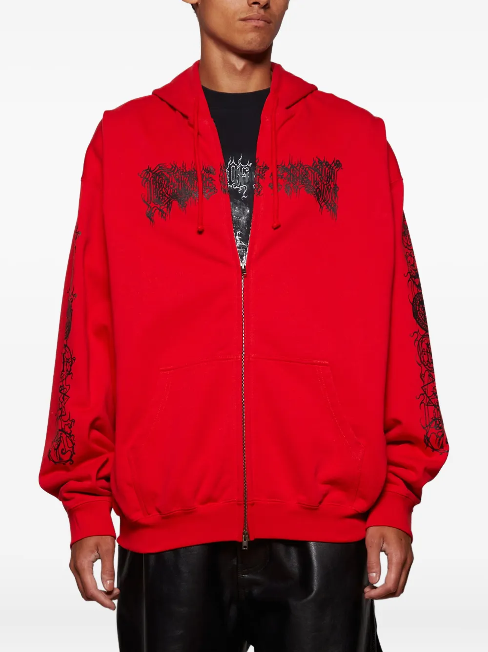 Vetements Red Cradle Of Filth Double Logo Oversized Hoodie In Red