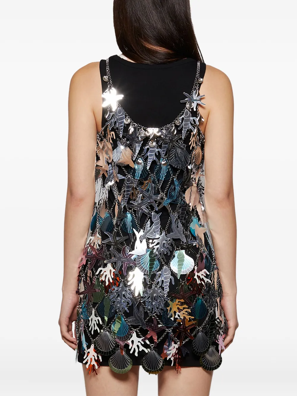 Rabanne Robe Shell-coral Chain-effect Mini Dress In Multi