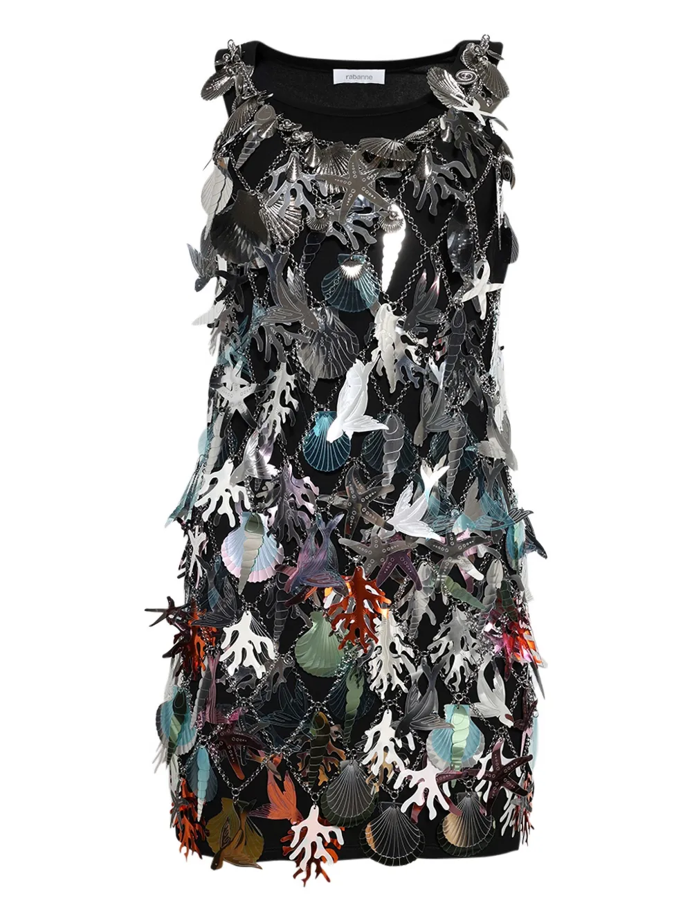 Rabanne Robe Shell-coral Chain-effect Mini Dress In Multi