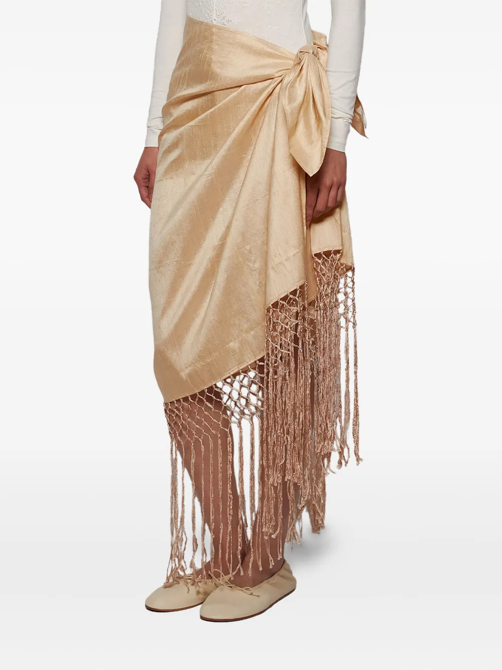 Diotima Fringed Midi Skirt - Neutrals 