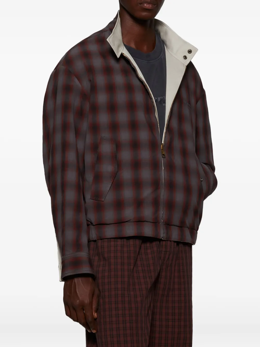 Alexander Wang Omkeerbaar bomberjack met geruit patroon Beige