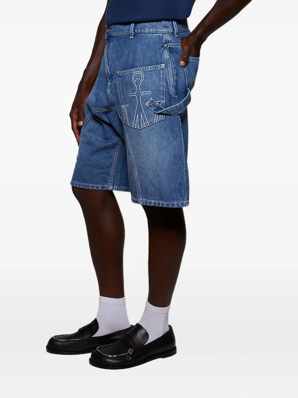 Jw Anderson Anchor-detail Denim Shorts In Blue