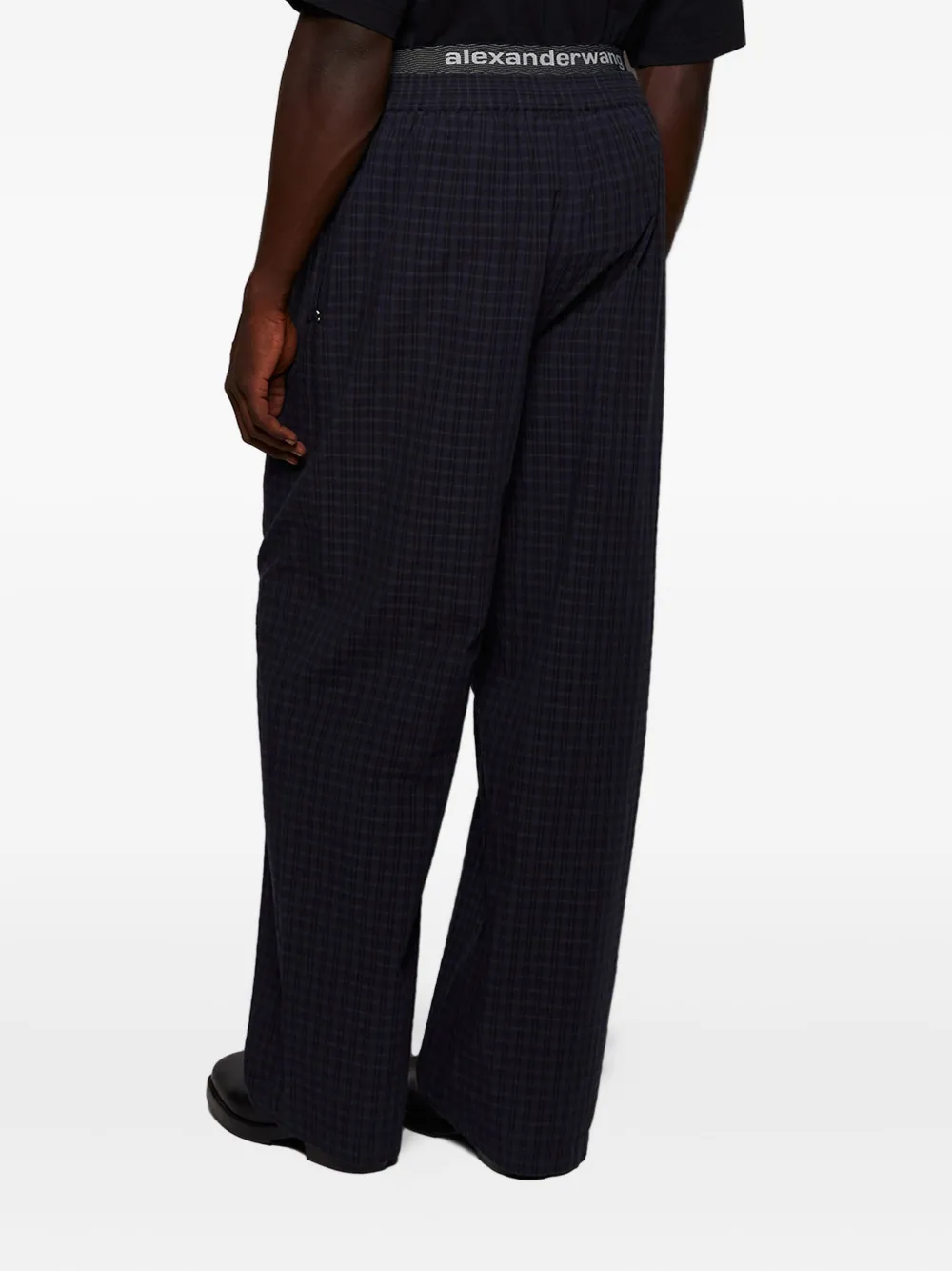 Alexander Wang Checked Elastic-waist Trousers In Black
