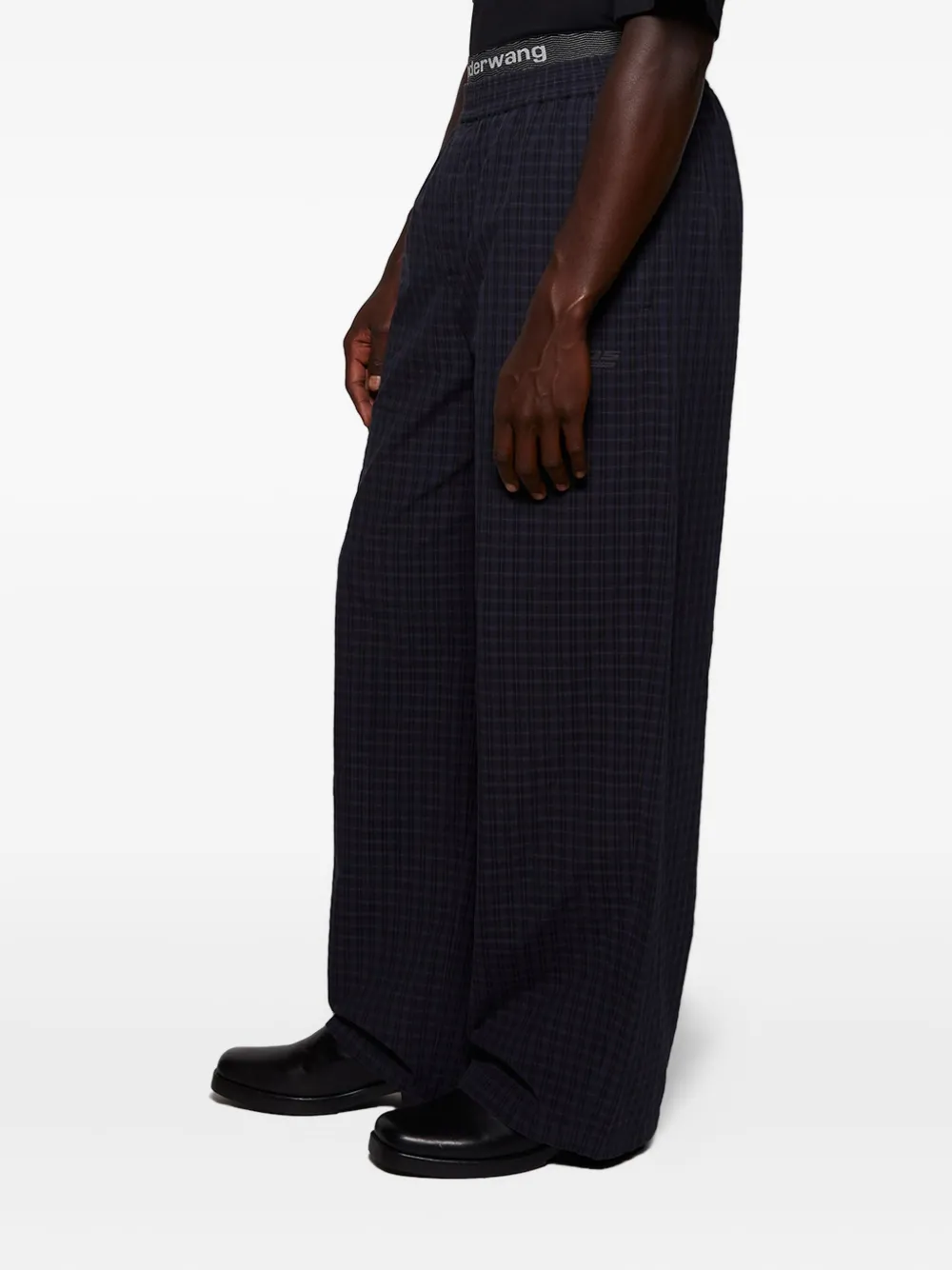 Alexander Wang Checked Elastic-waist Trousers In Black
