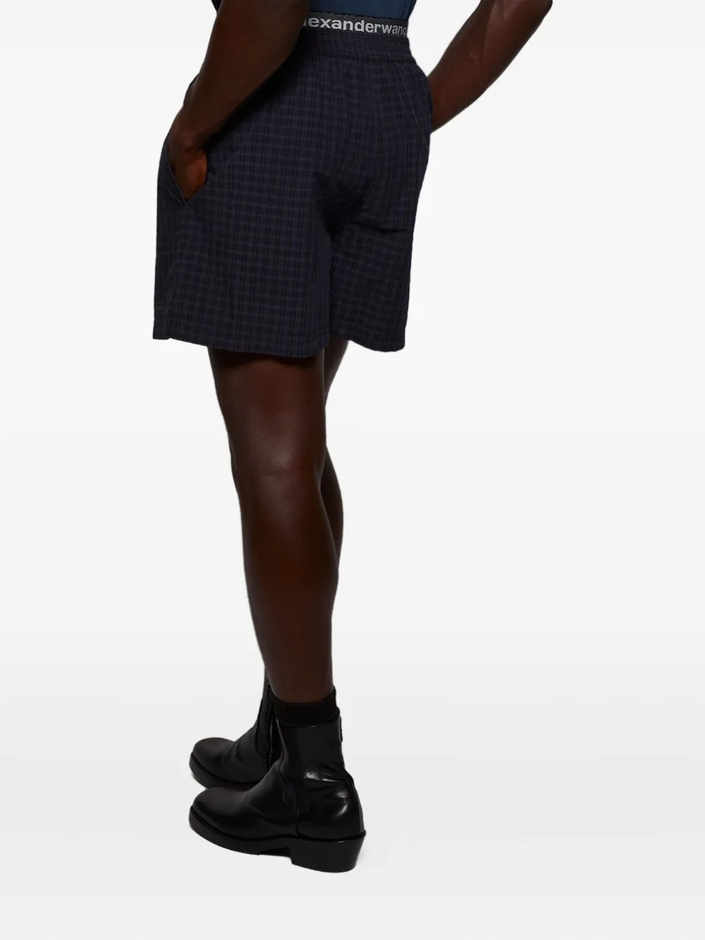 Alexander Wang Check-pattern Boxer Shorts In Blue