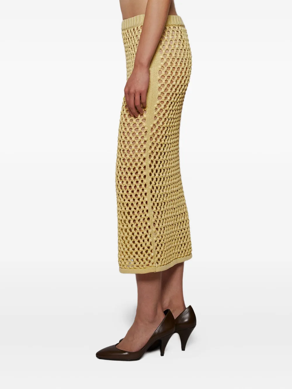 Diotima Spice Openwork Midi Skirt In Yellow