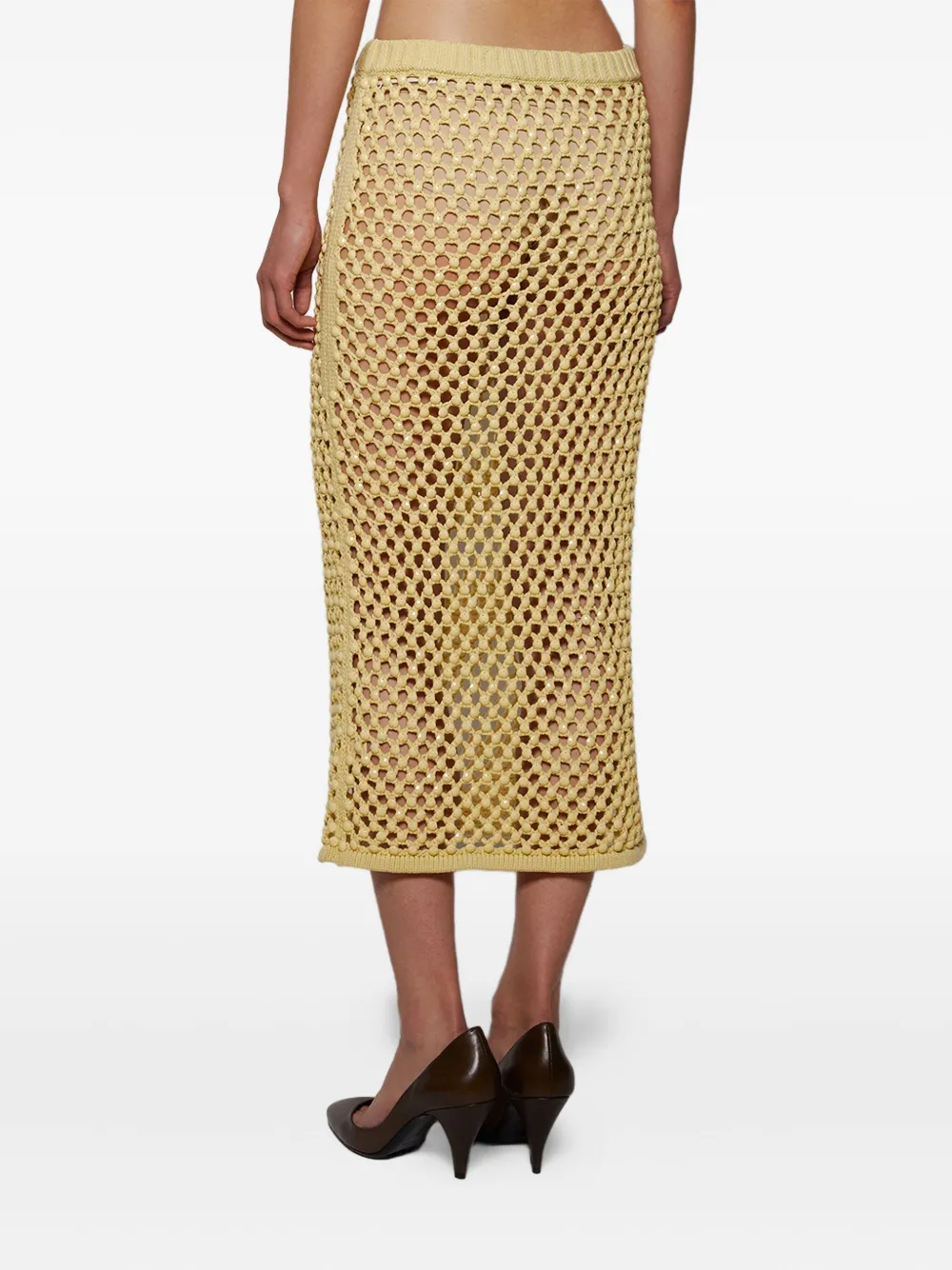 Diotima Spice Openwork Midi Skirt In Yellow