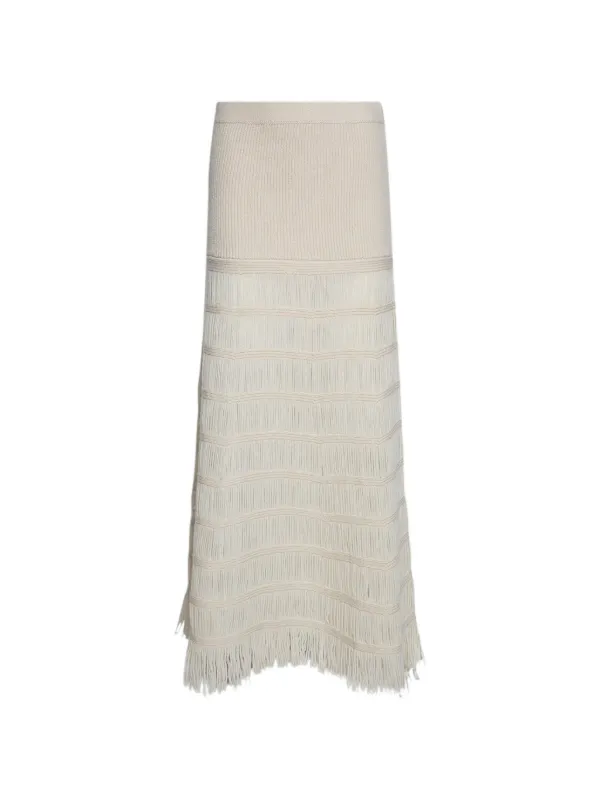 Diotima Alba Fringed Skirt in Neutrals