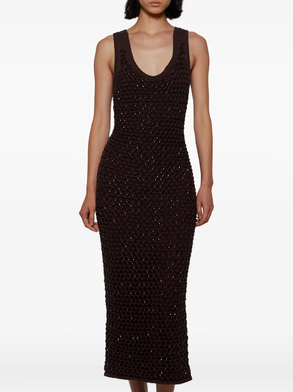 Diotima Emin Embellished Midi Dress in Brown, view 4
