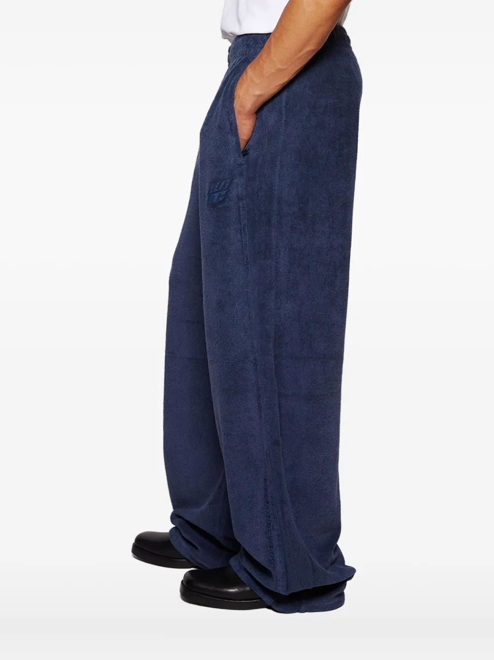 Alexander Wang Embroidered Fleece Trousers In Blue