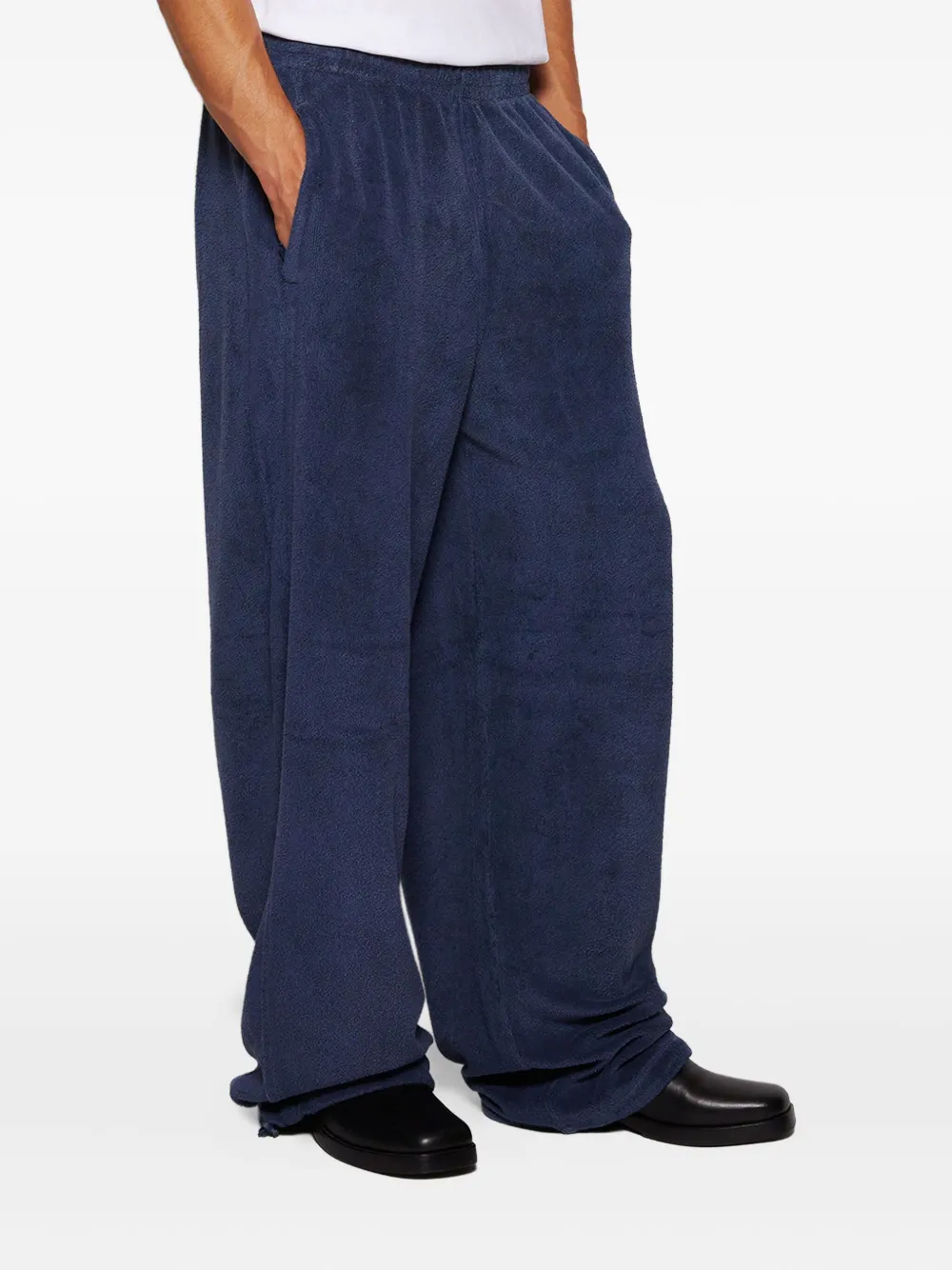Alexander Wang Embroidered Fleece Trousers In Blue