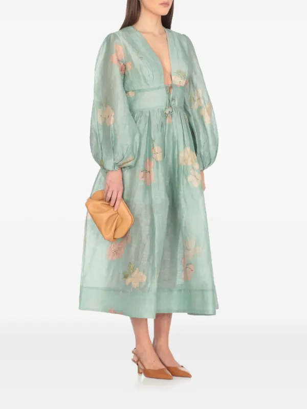 Artificial Flowers A New Day Green Floral Dress ZIMMERMANN Floral-print  Dress Blue FARFETCH