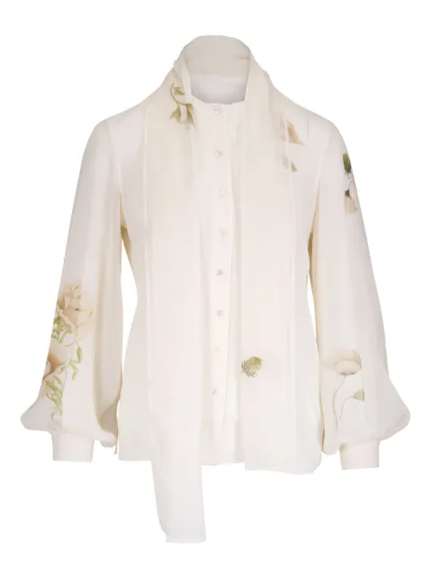Akris floral-embroidered blouse
