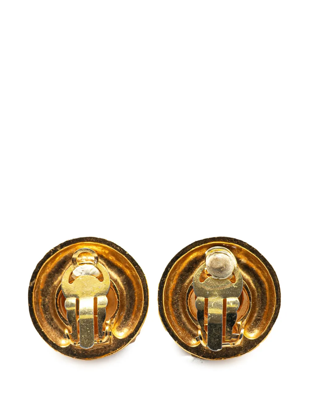 CHANEL Pre-Owned 1970-1980 Gold Plated Round Faux Pearl Clip on Earrings costume earrings | Image 2