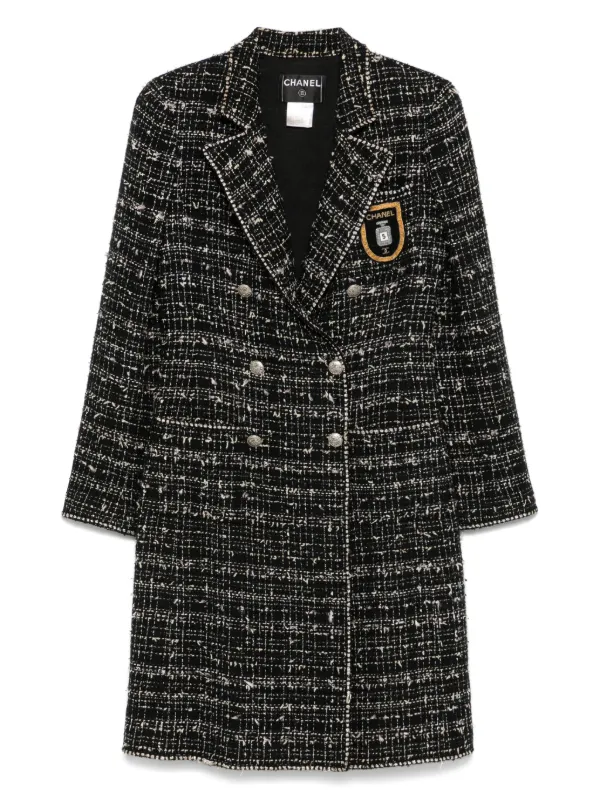 CHANEL Pre-Owned 2005 Tweed Coat Black FARFETCH IN