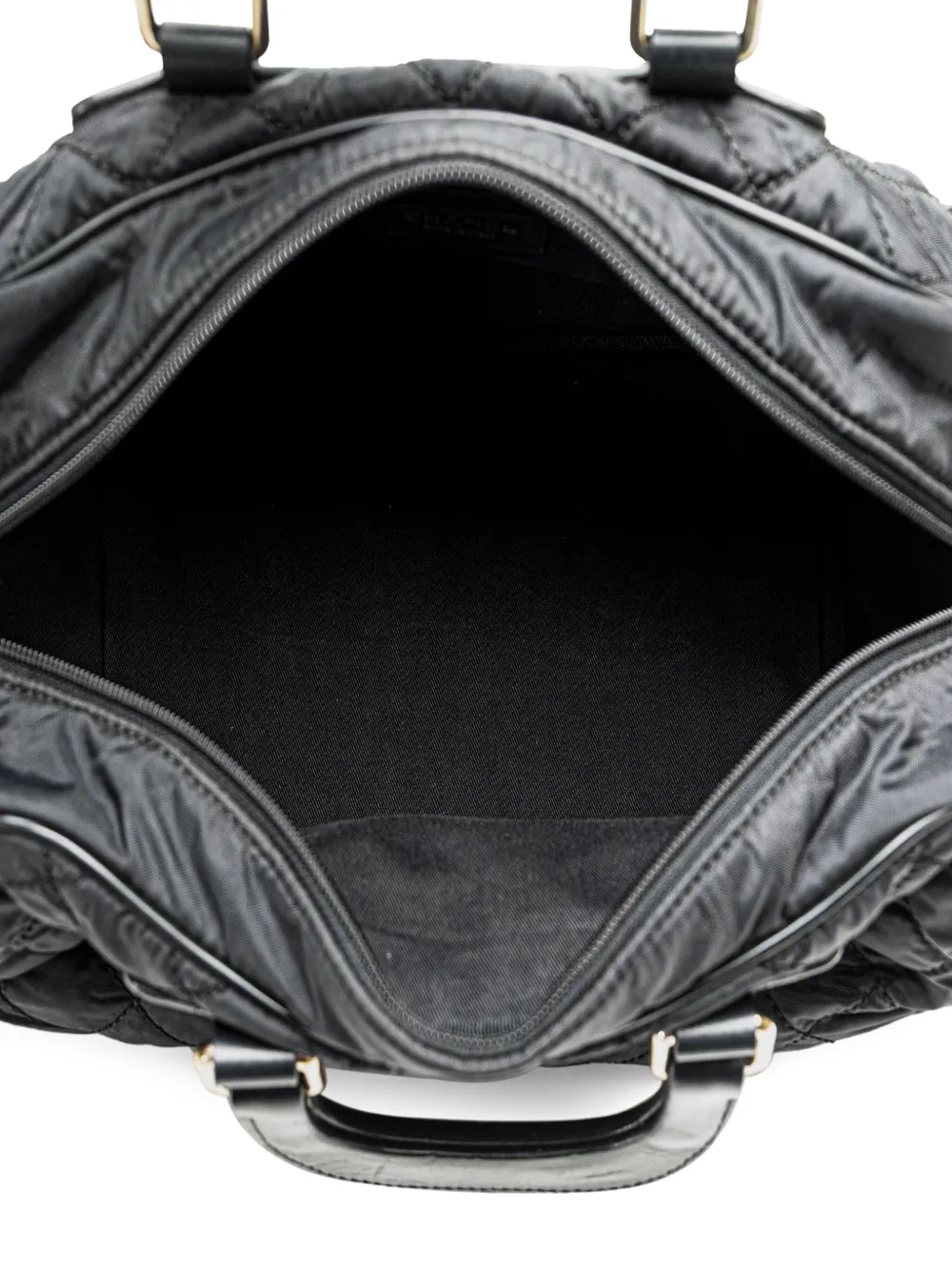 Pre-owned Chanel 2005-2006 Paris New York Quilted Nylon Duffle Handbag In Black