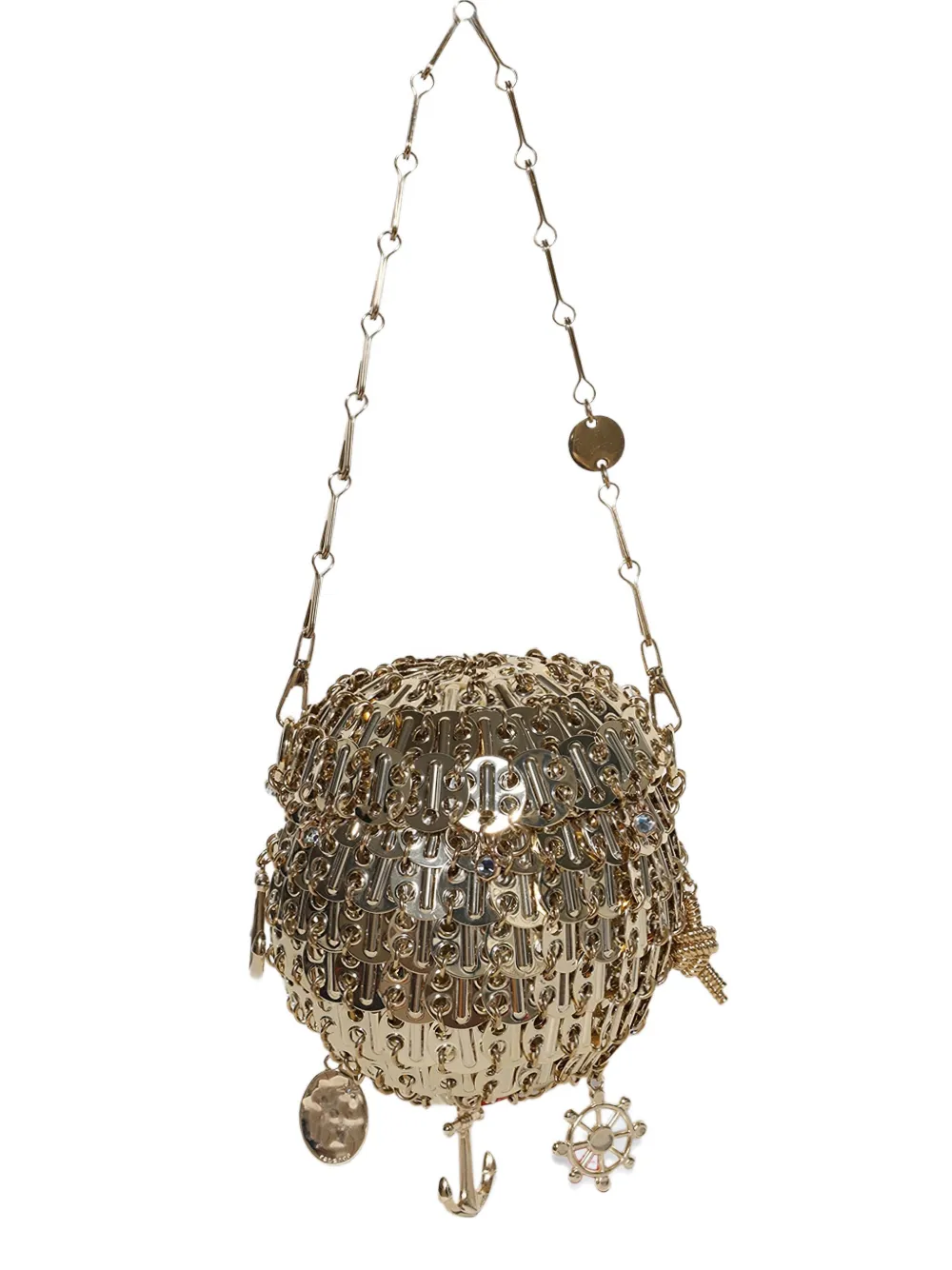 Rabanne Chain-embellished Sphere Shoulder Bag In Gold