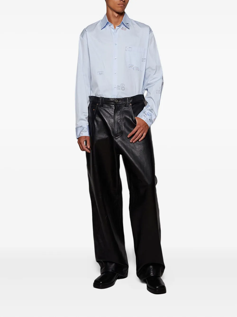 VETEMENTS leather wide-leg trousers - Zwart