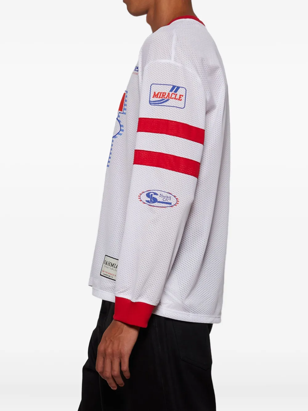 Nahmias Racing T-shirt met ronde hals Wit