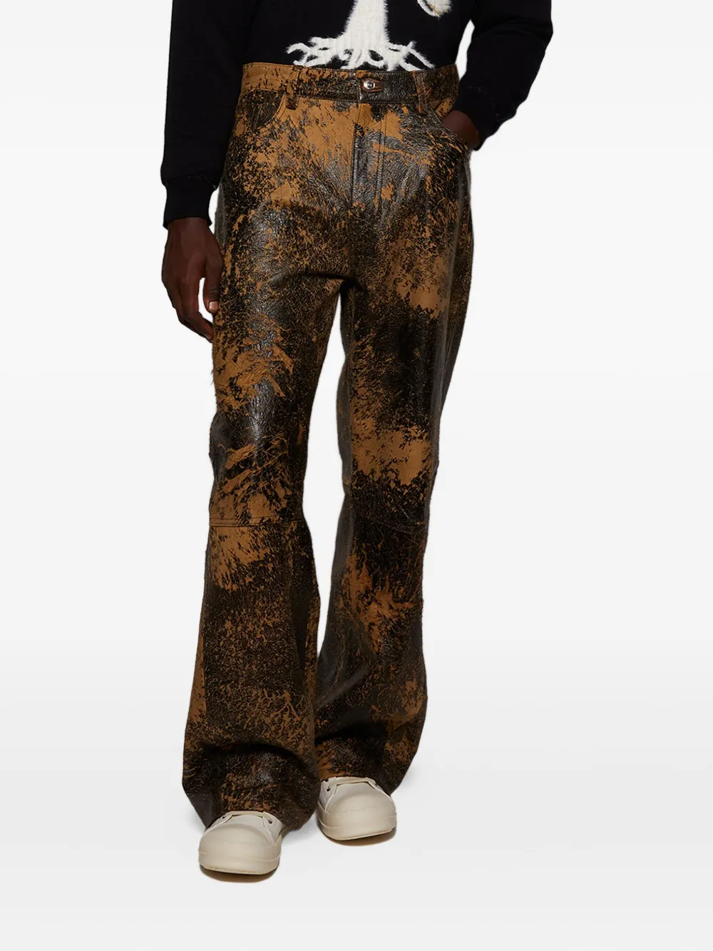 Nahmias Leren broek Zwart