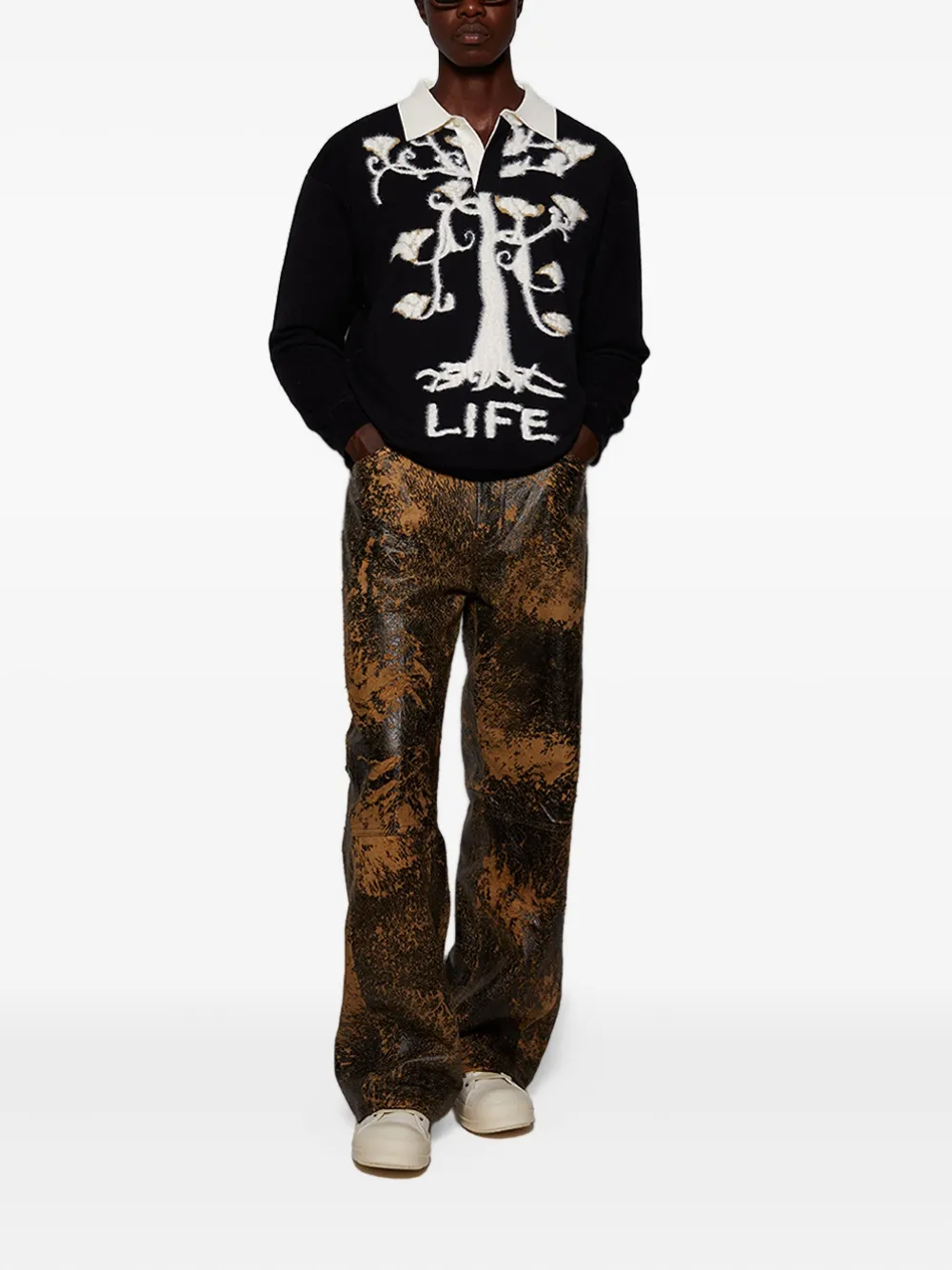 Nahmias Leren broek - Zwart