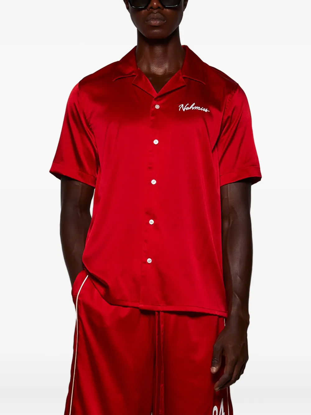 Nahmias Embroidered-logo Short-sleeves Shirt In Red
