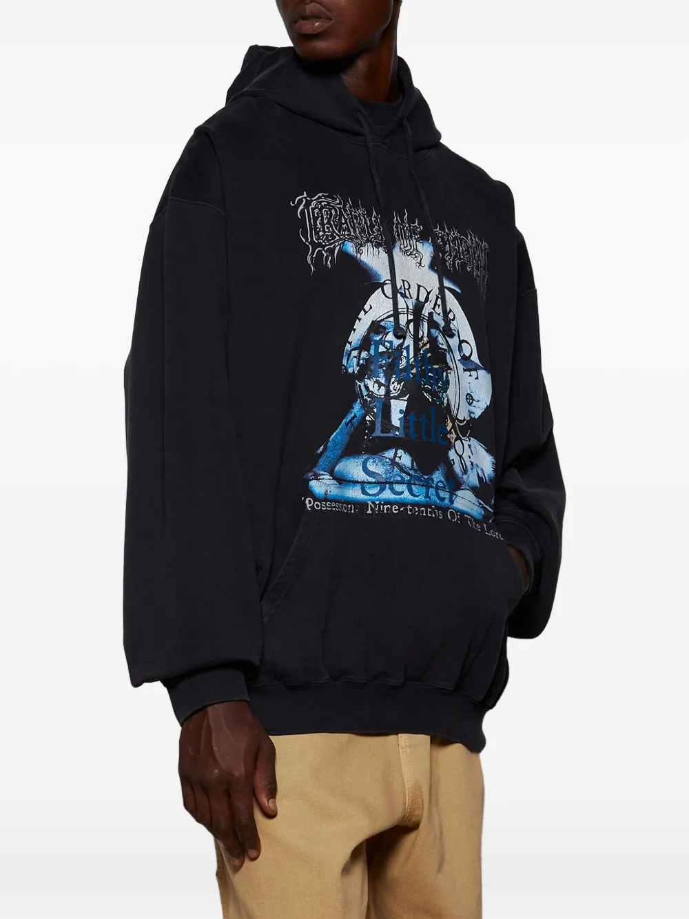 VETEMENTS graphic-print hoodie Zwart