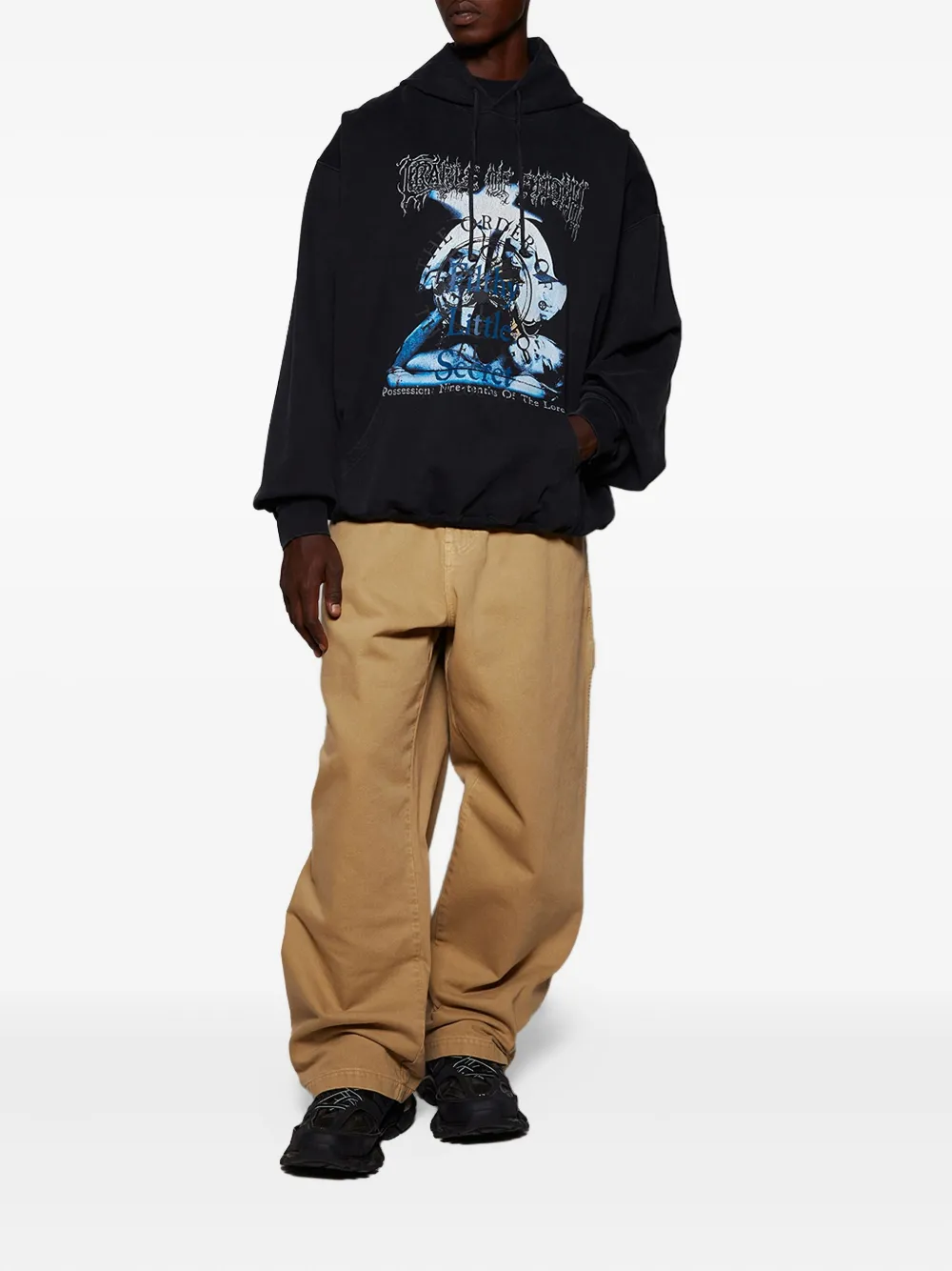 VETEMENTS graphic-print hoodie Zwart