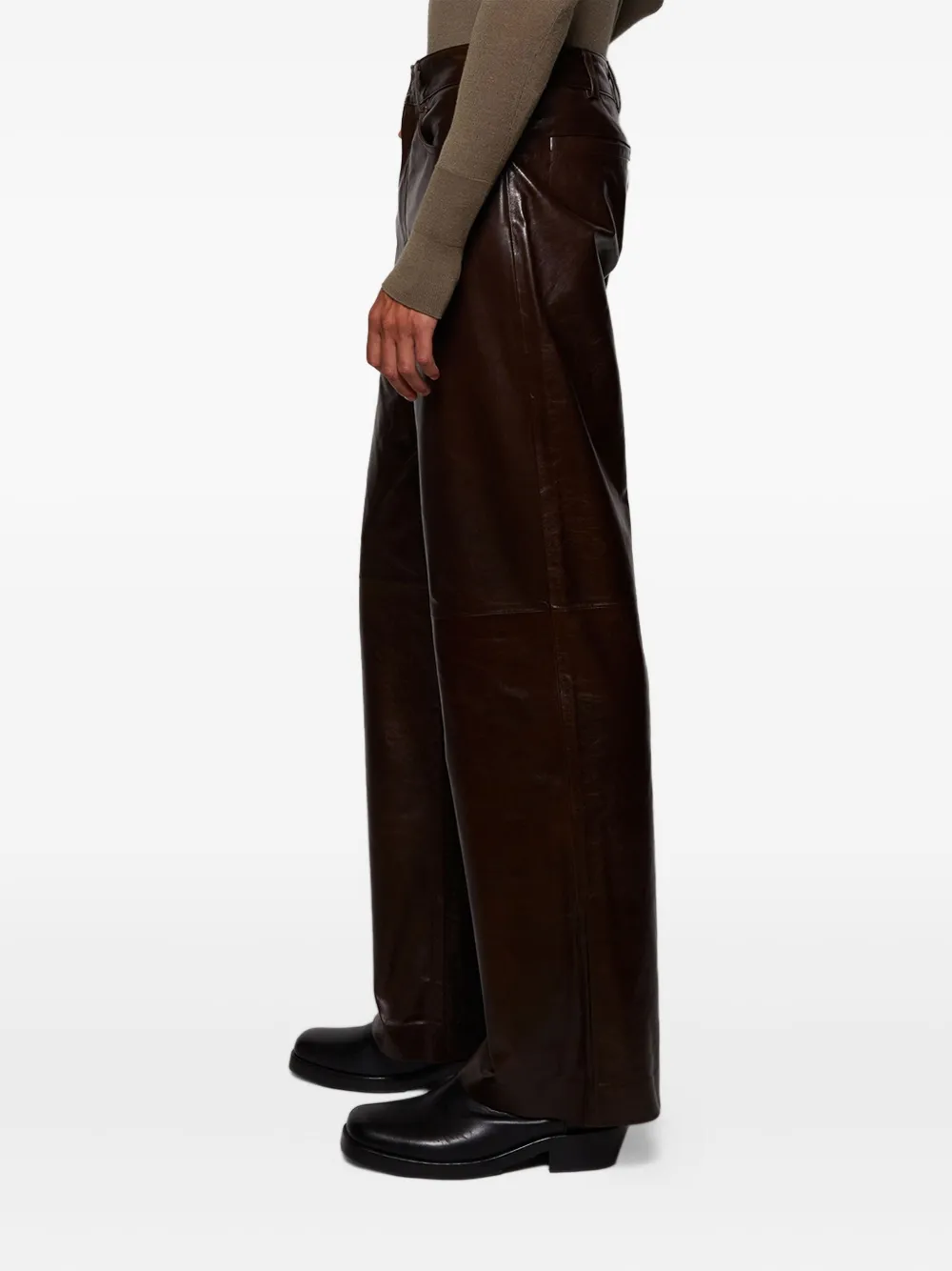 ENTIRE STUDIOS Leren broek Bruin