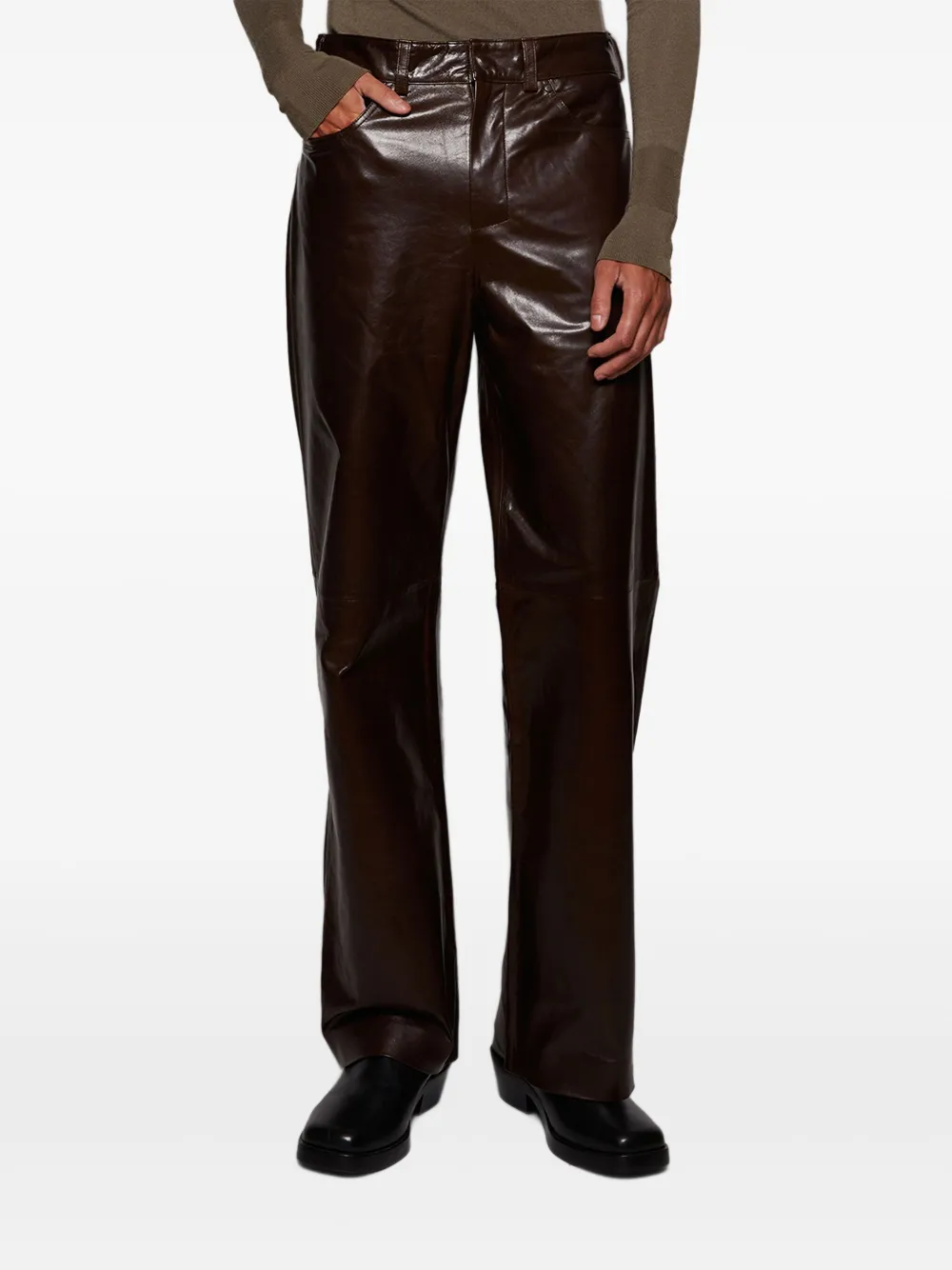 ENTIRE STUDIOS Leren broek Bruin