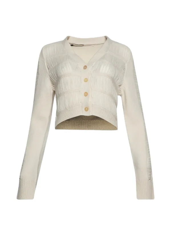 Diotima Textured Cropped Cardigan in Neutrals