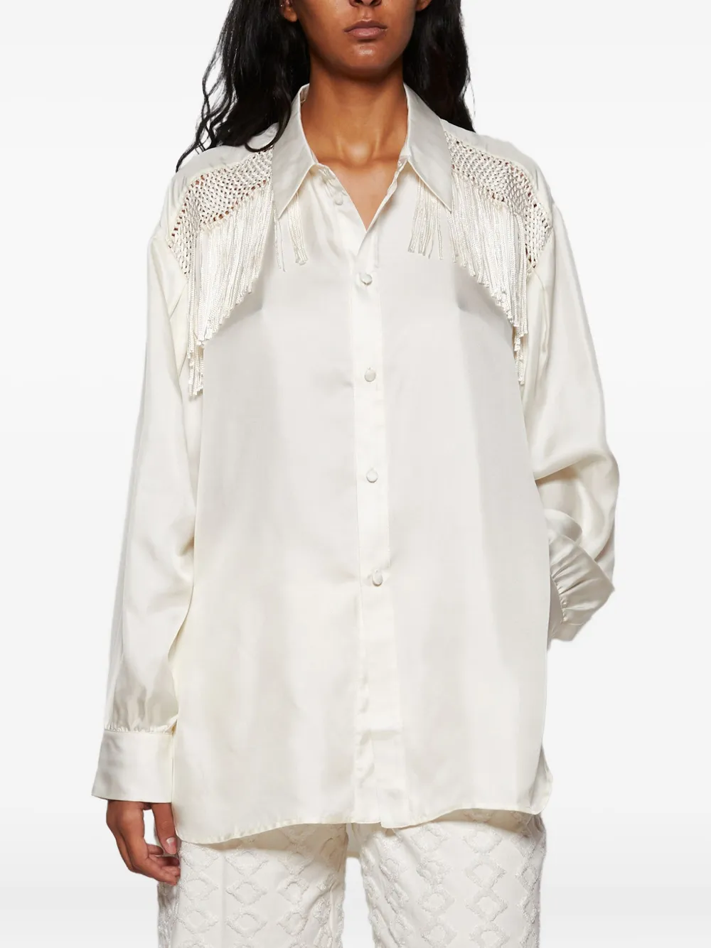 Diotima Epaulette-fringed Shirt - Neutrals 