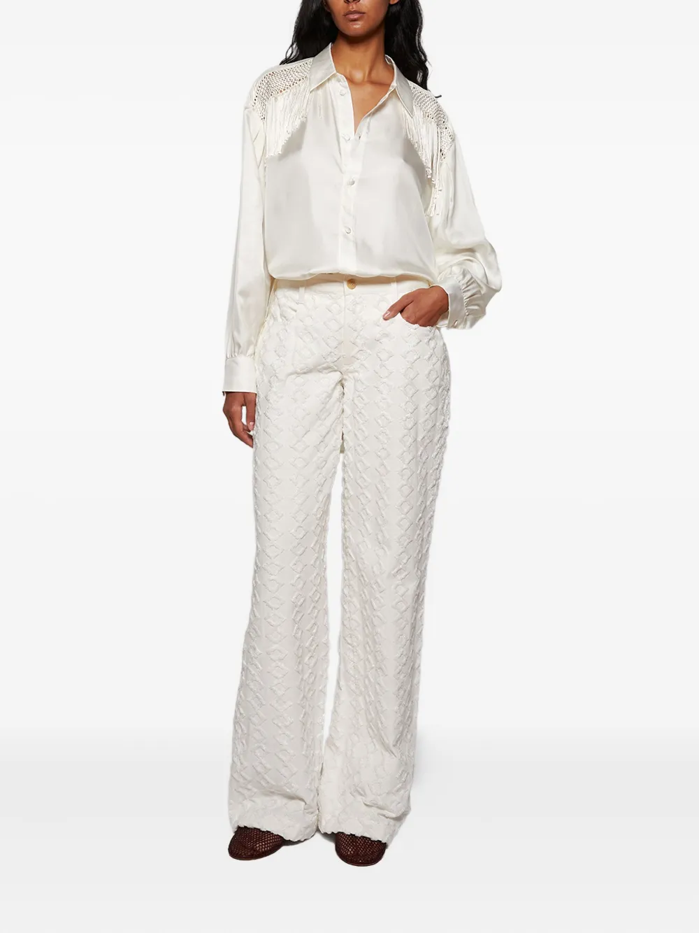 Diotima epaulette-fringed shirt - Beige