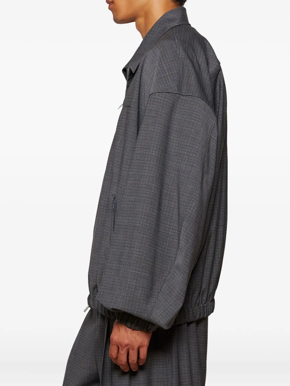Alexander Wang Checked Zip-up Bomber Jacket In Gray