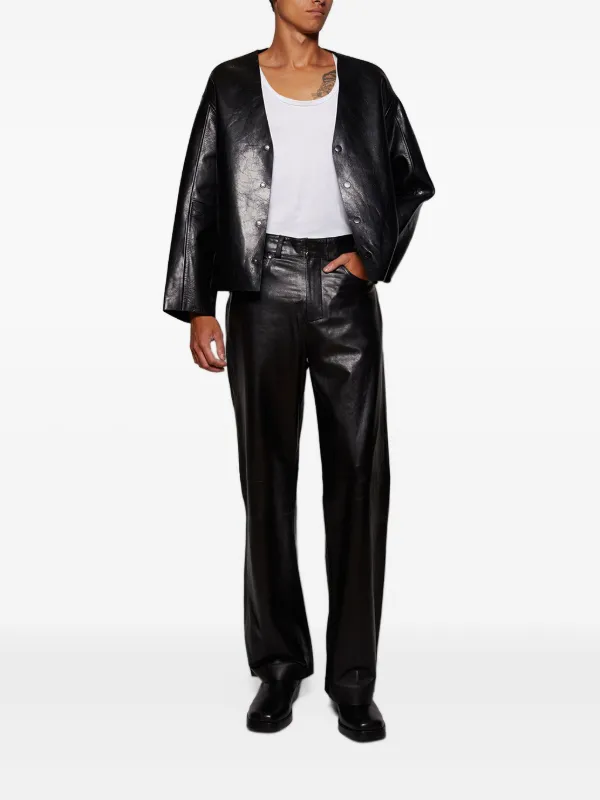 ジャケット・アウター entire studio leather jacket ENTIRE STUDIOS V-neck Leather Jacket | Black | FARFETCH