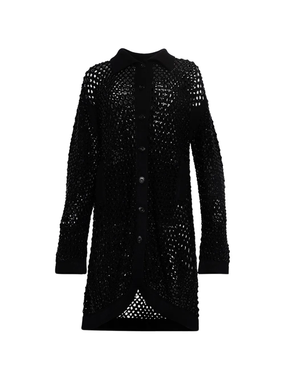 diotima open-knit cardi-coat - Black