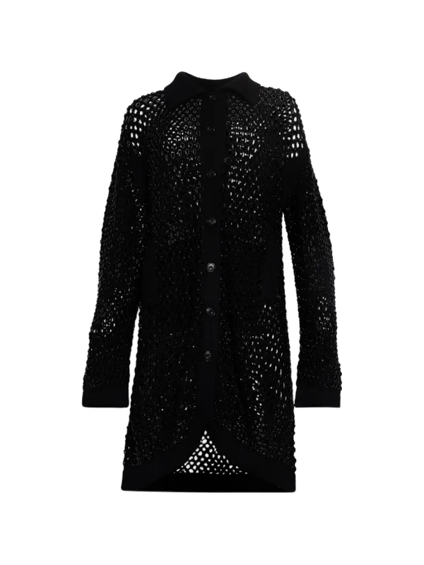 Diotima Open-knit Cardi-coat in Black