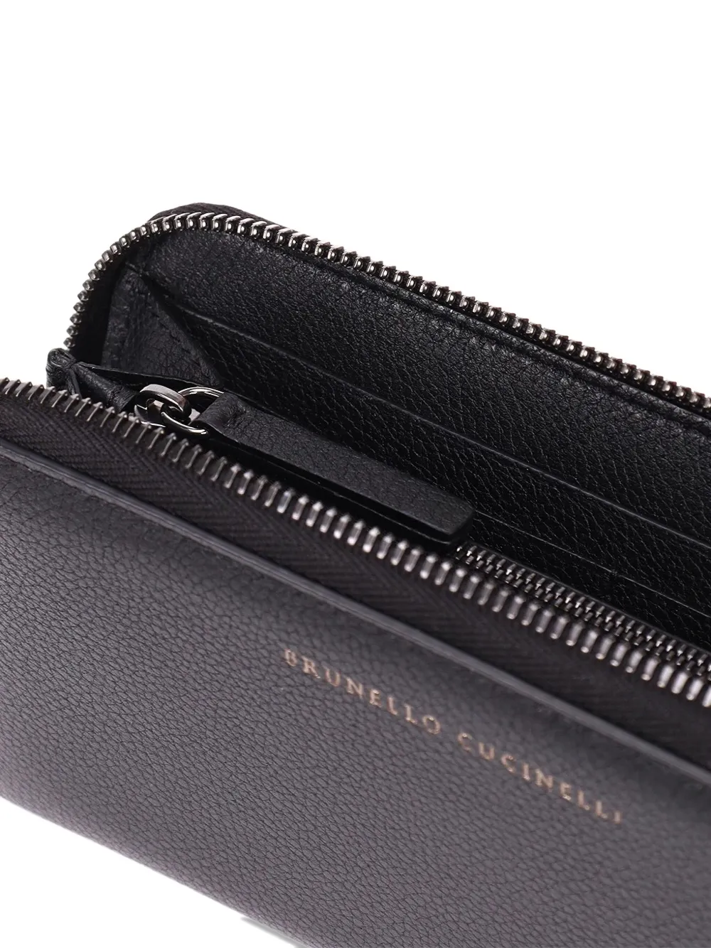 Brunello Cucinelli Zip-around Leather Wallet In Black