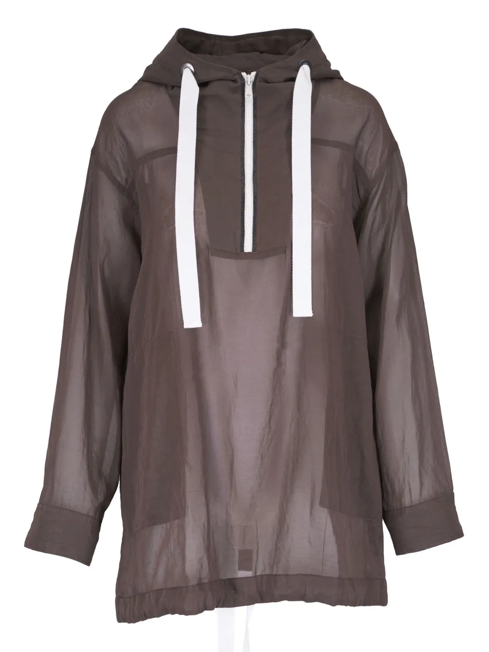Brunello Cucinelli Doorzichtige hoodie Bruin