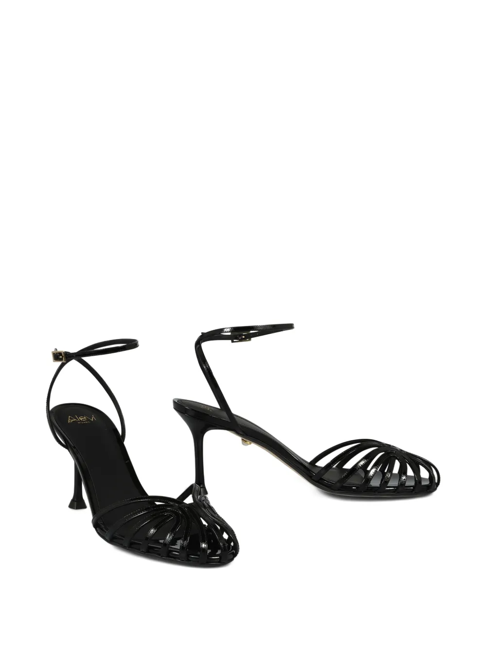 Alevì 75mm Karel ankle-strap leather sandals Black