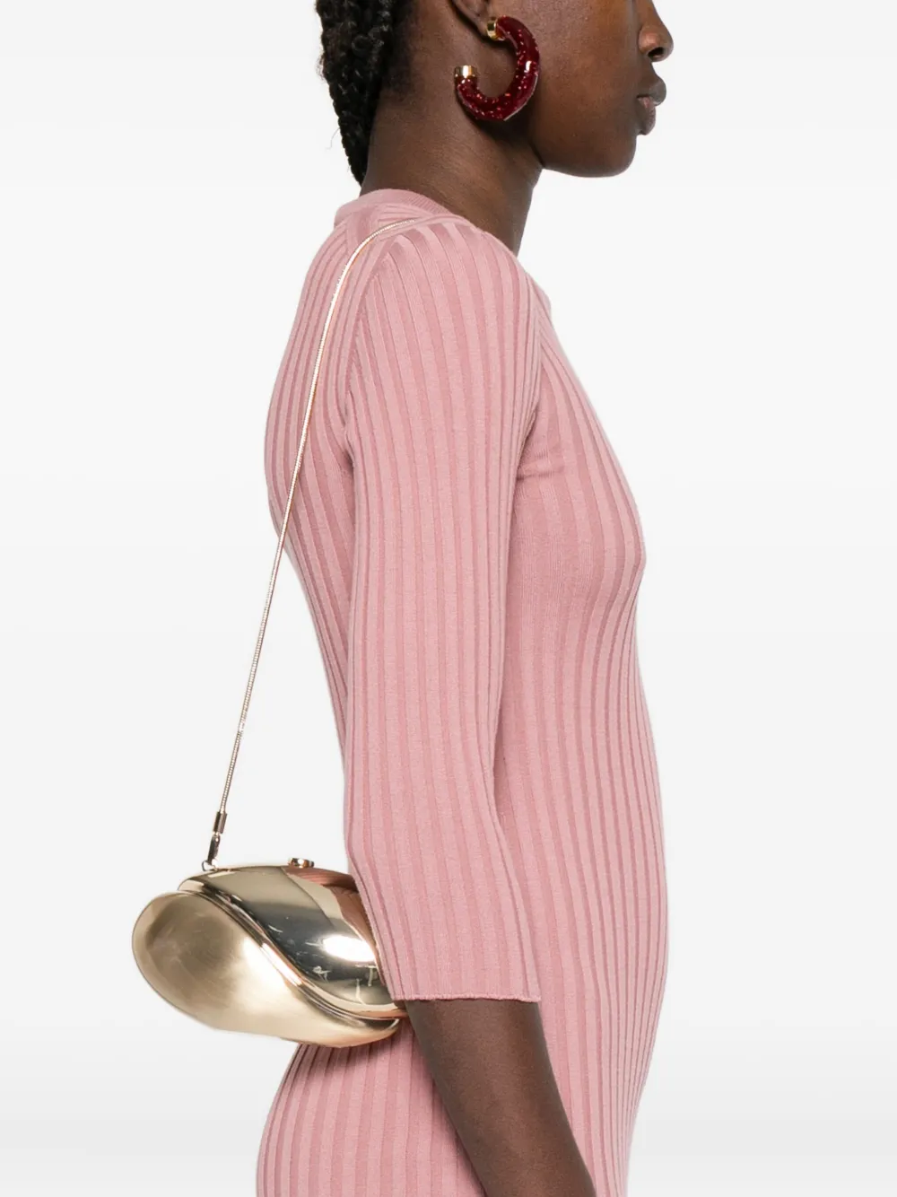 Simkhai Ameera metallic-effect oval clutch Goud