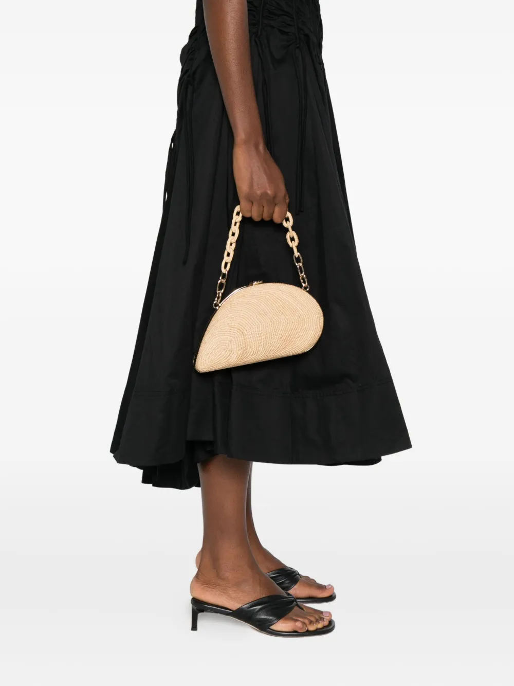 Simkhai Bridget raffia clutch met ketting - Beige