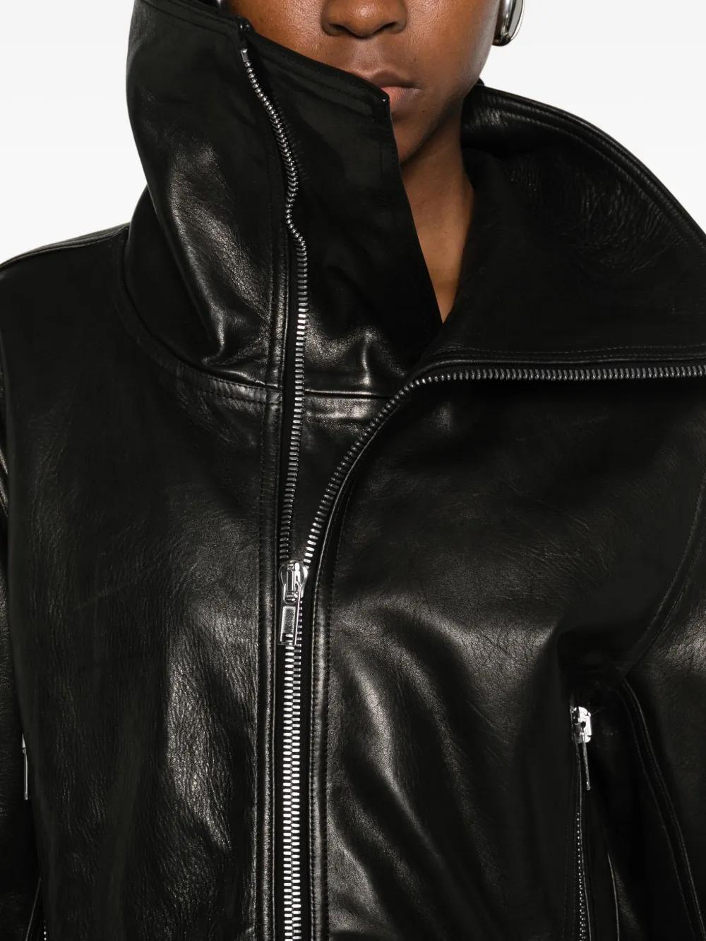 Rick Owens Exploder Leather Jacket In Black
