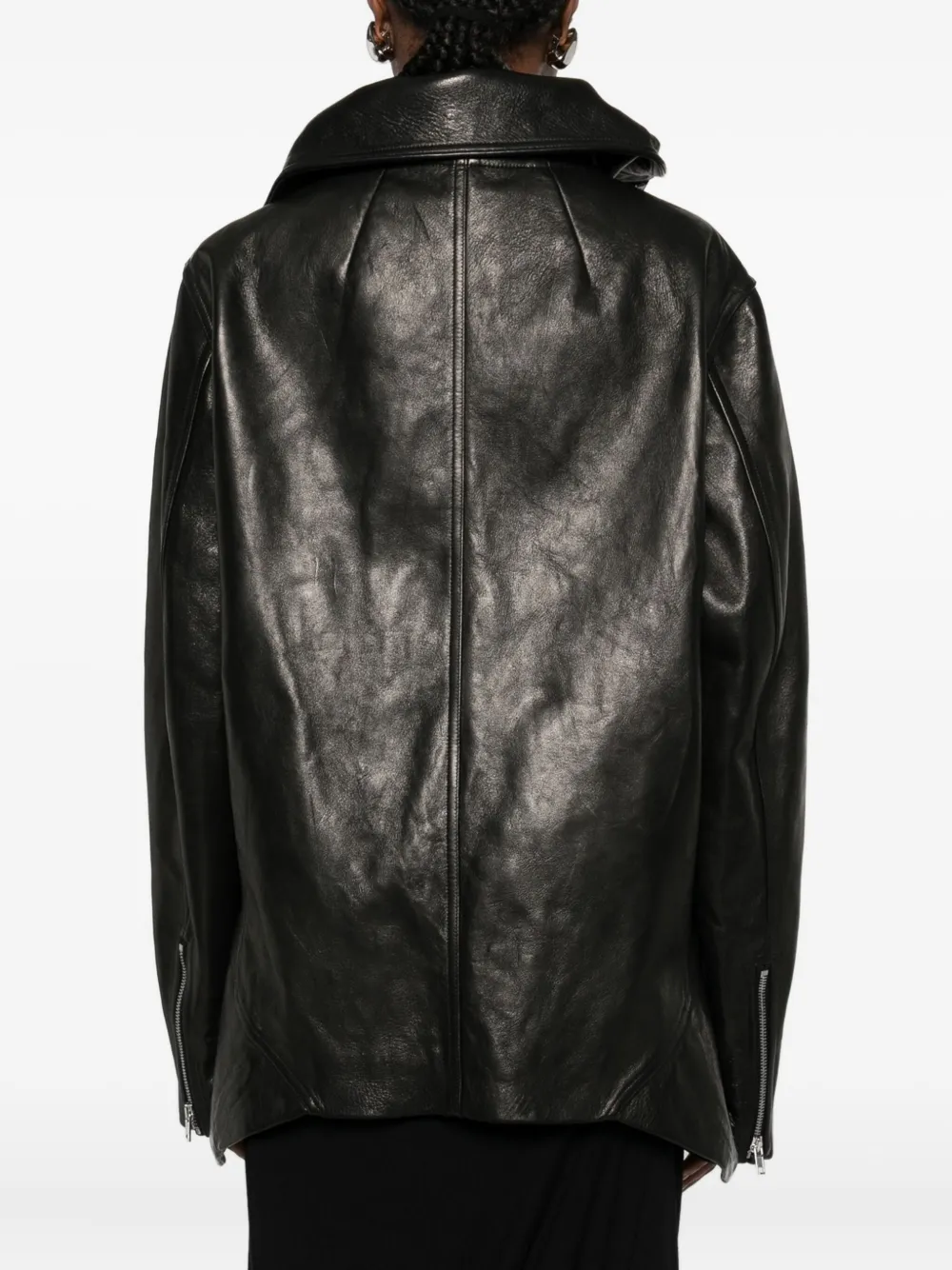 Rick Owens Exploder Leather Jacket In Black