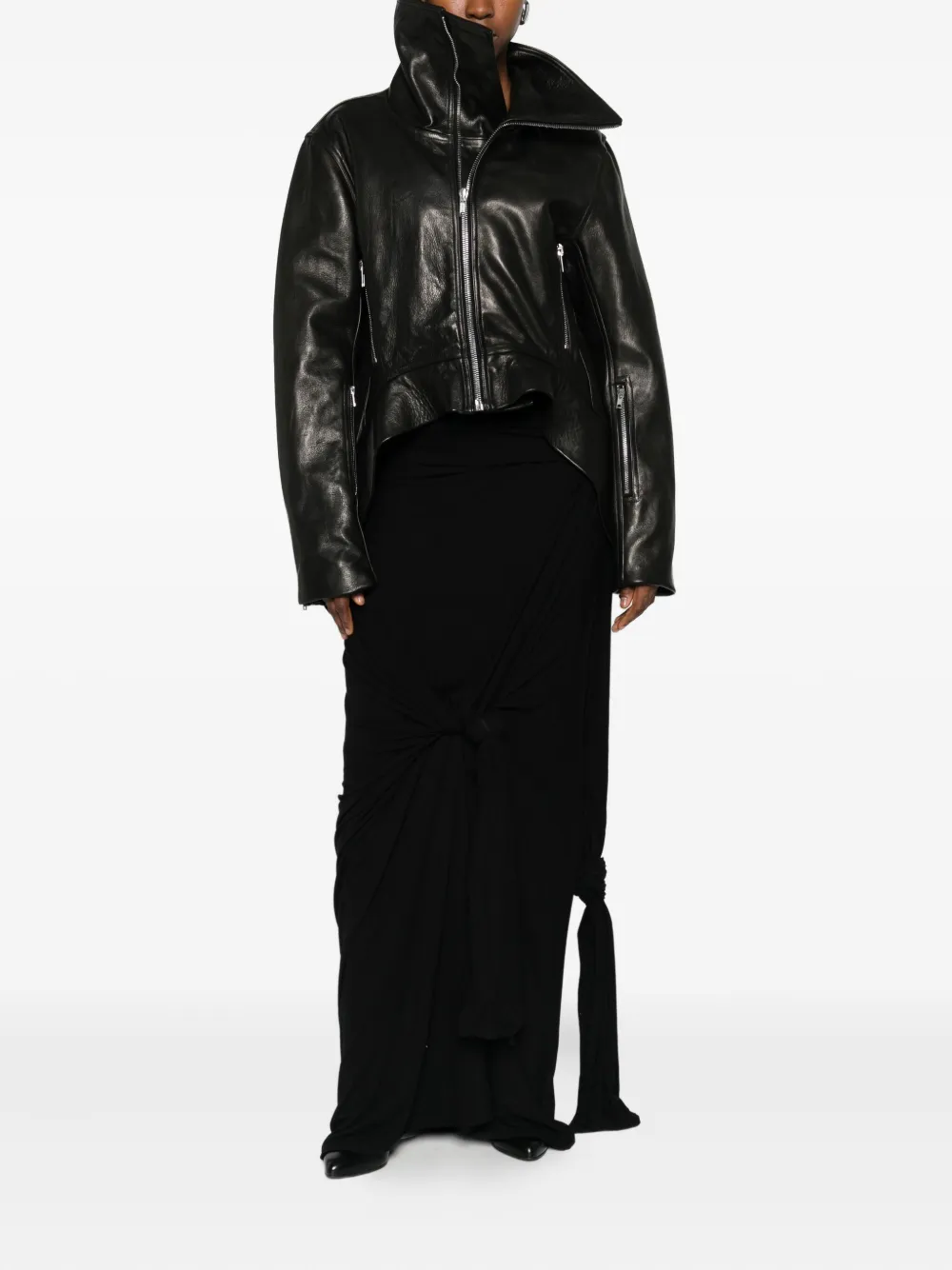 Rick Owens Exploder Leather Jacket In Black