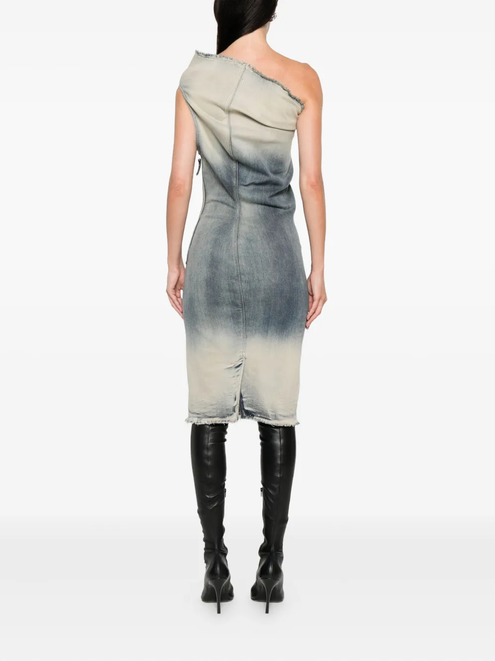 Rick Owens One-shoulder Mini Dress In Gray