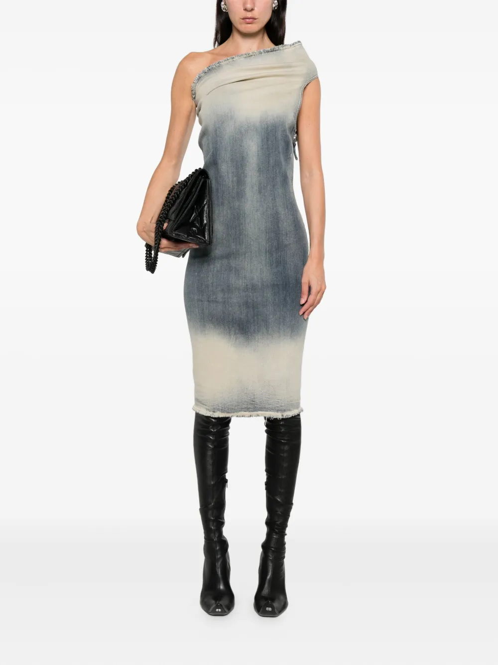 Rick Owens One-shoulder Mini Dress In Gray